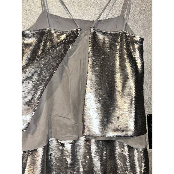 Banana Republic Platinum Sequin Dress Sz 4 Strapy Glam Cocktail Prom New Years - Picture 9 of 13
